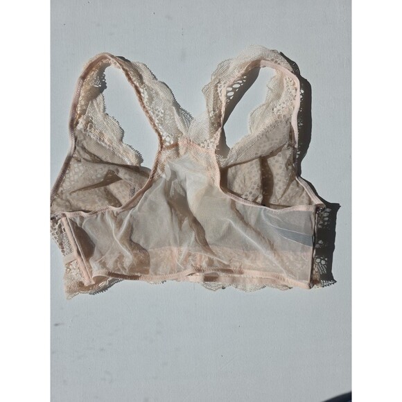 Victoria’s Secret Bralette Pale Blush Pink Lace & Mesh Lined Racer Back Sz L - Picture 3 of 7